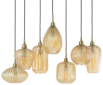 Lampa wisząca nad stół 7L klosze szklane bursztynowe 95x150 cm – grafika-1.