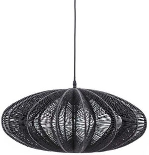 Lampa wisząca z kloszem ze sznurka Ø60x25 cm czarna – obraz-1