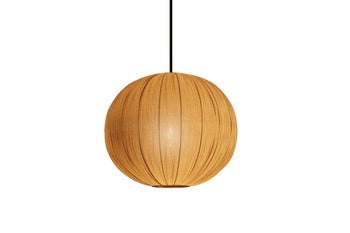Lampa wisząca ORGANIC 35 cm naturalny abażur tkaninowy złoty, styl boho – grafika-1.
