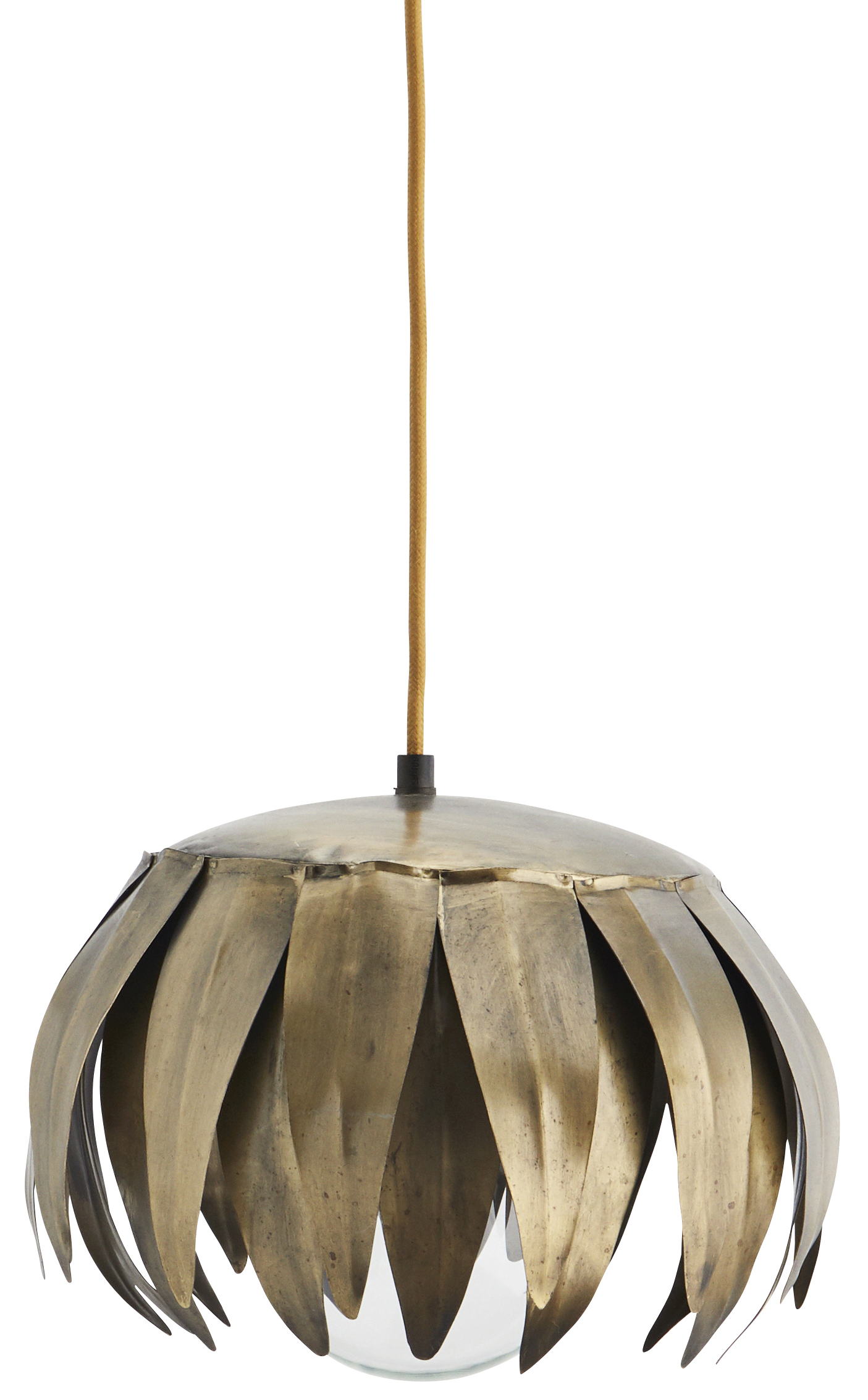 Lampa wisząca metalowa Ø28x22 cm mosiężna antyczna – obraz-1