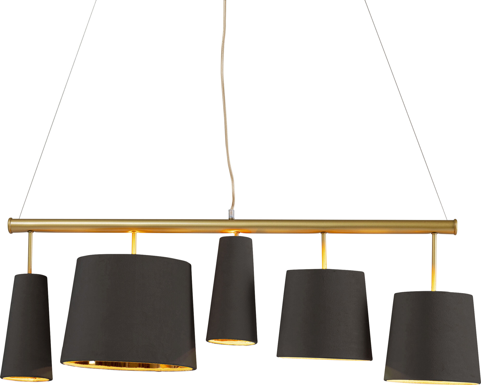 Lampa wisząca Parecchi 107x178 cm złota - klosze ciemnoszare – obraz-1
