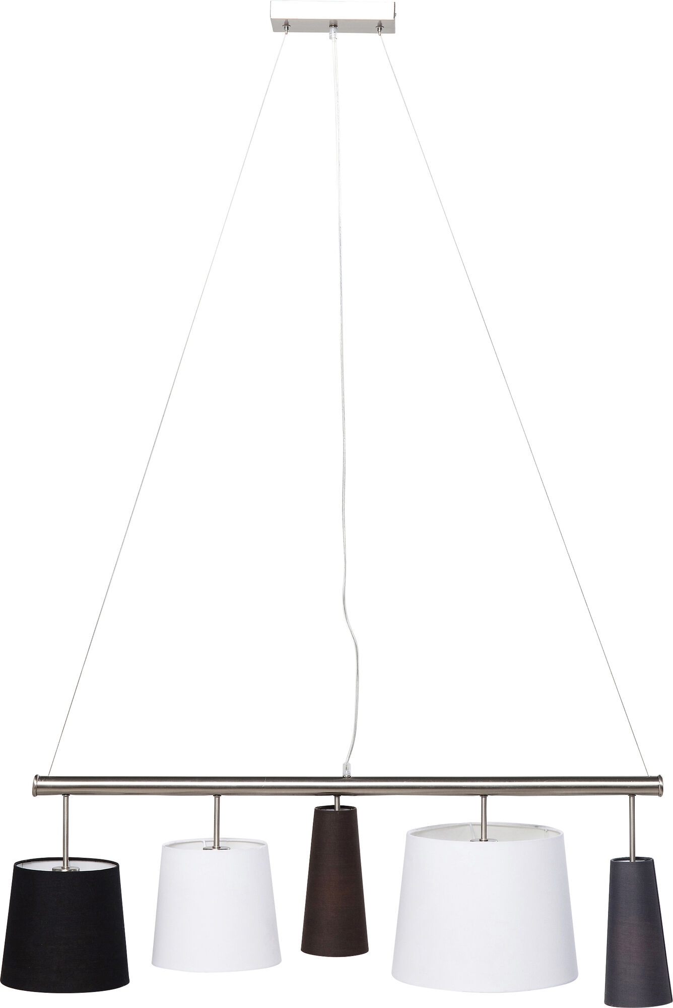 Lampa wisząca 5-punktowa 107x30 cm biało-czarna – obraz-1