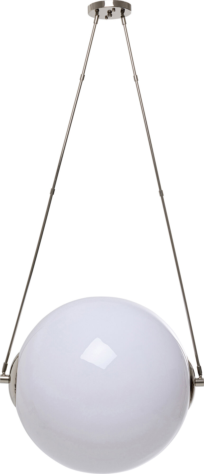 Lampa wisząca z kloszem w kształcie kuli 47x120 cm srebrno-biała – obraz-1