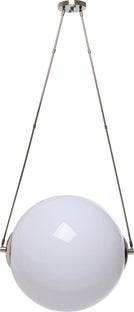 Lampa wisząca z kloszem w kształcie kuli 47x120 cm srebrno-biała – obraz-1