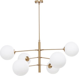 Lampa wisząca 6-punktowa z kloszem w kształcie kuli złota 105x105 cm – obraz-1
