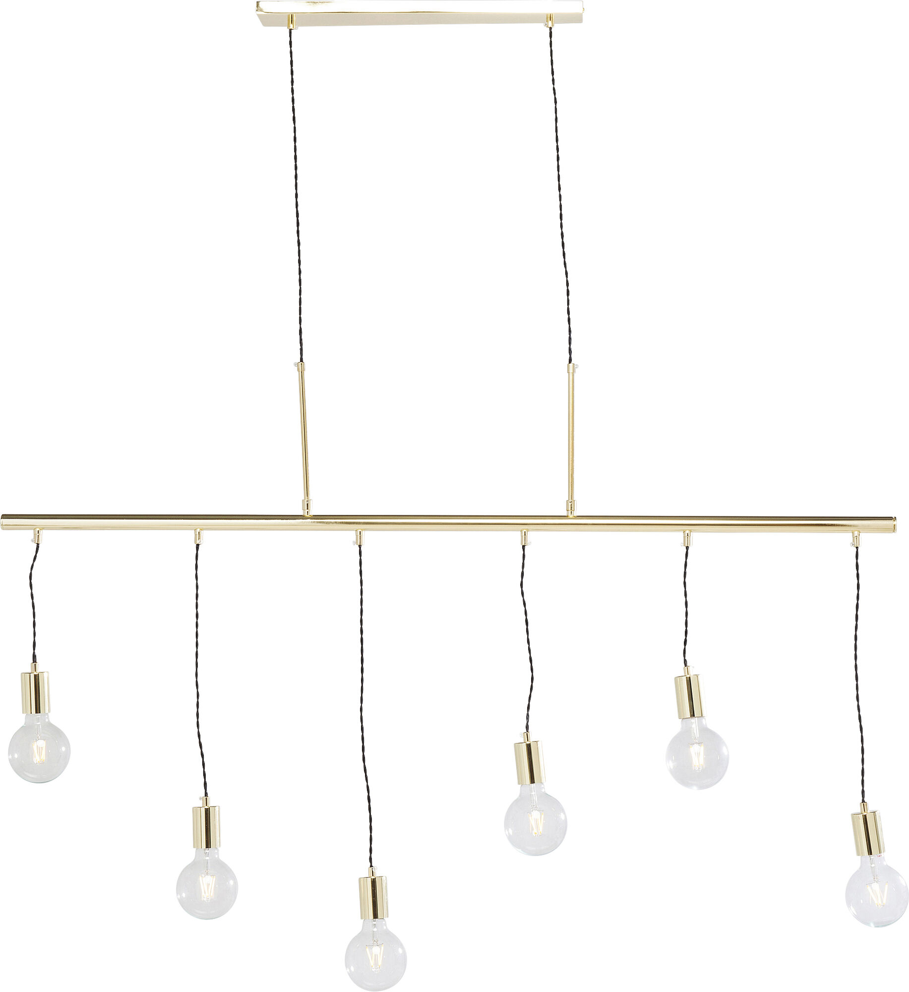 Lampada a sospensione in acciaio verniciato Pole Brass SIX multi lampadina – immagine-1.