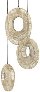 Lampa wisząca potrójna boho E27 naturalna 26x132 cm – obraz-1