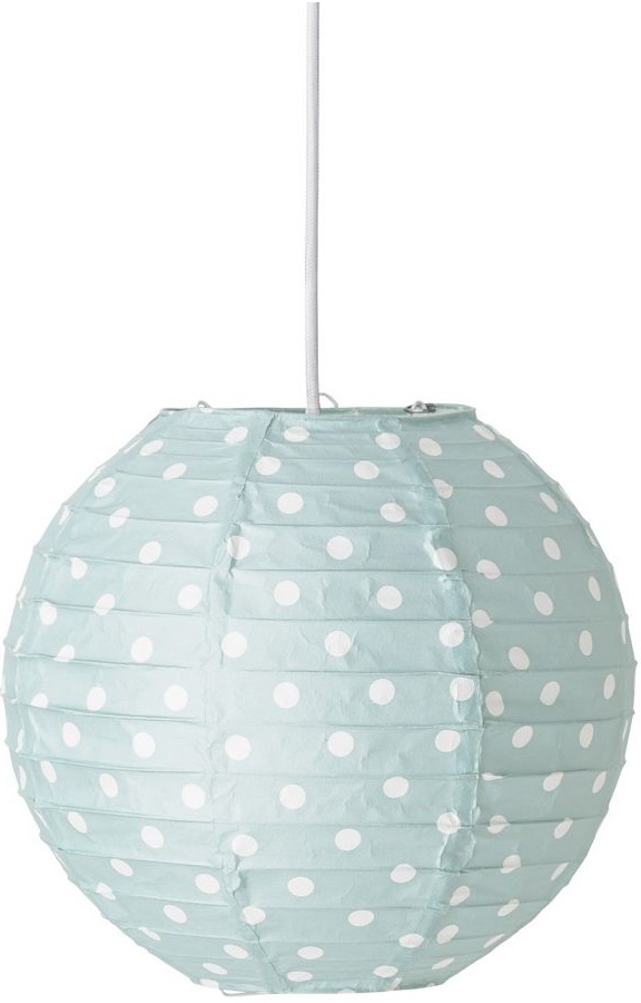 Lampa dziecięca z kloszem z papieru Ø25 cm zielona w białe kropki – obraz-1