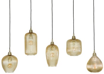 Lampa wisząca Stripe Mix 5L 120 cm klosze bursztynowe – grafika-1.