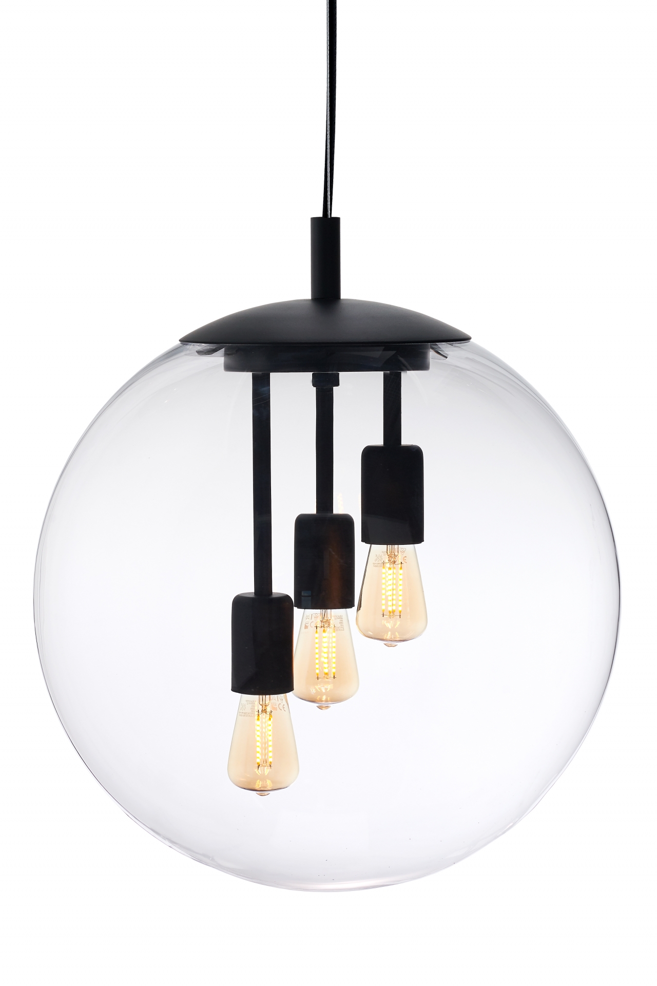 Lampa wisząca Surya ∅40x160 cm transparentna-czarna – obraz-1