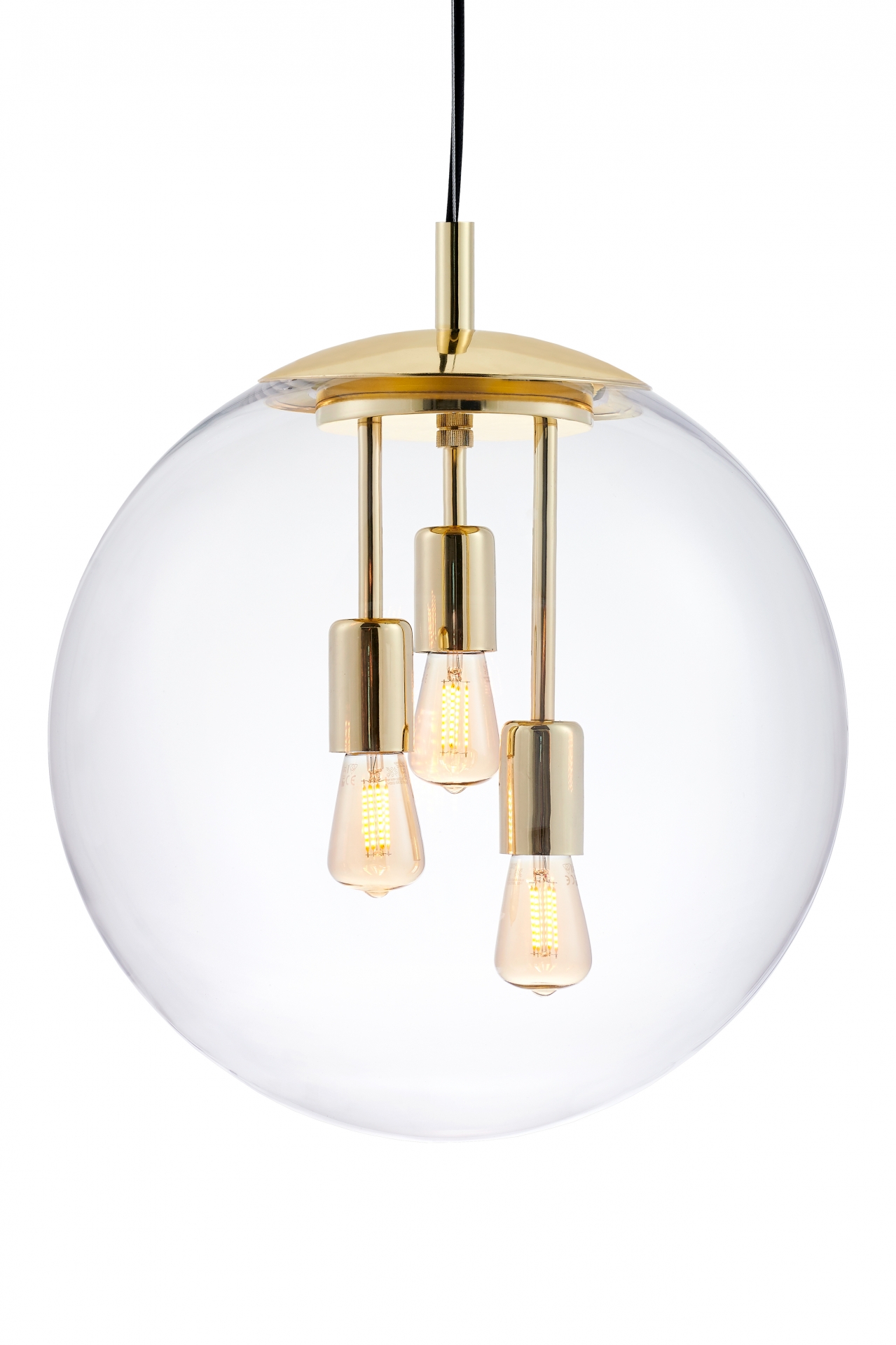 Lampa wisząca Surya ∅40x160 cm transparentna-złota – obraz-1
