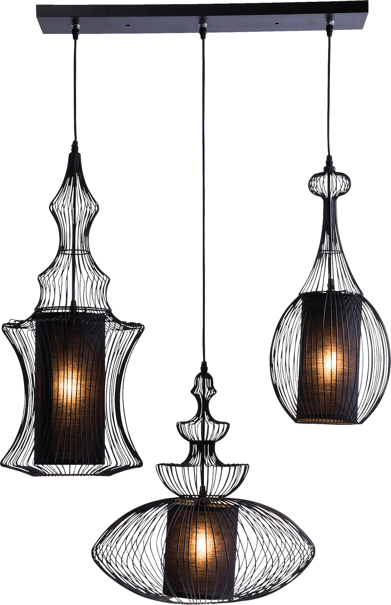 Lampa wisząca Swing Iron Tre 77x119 cm czarna – obraz-1