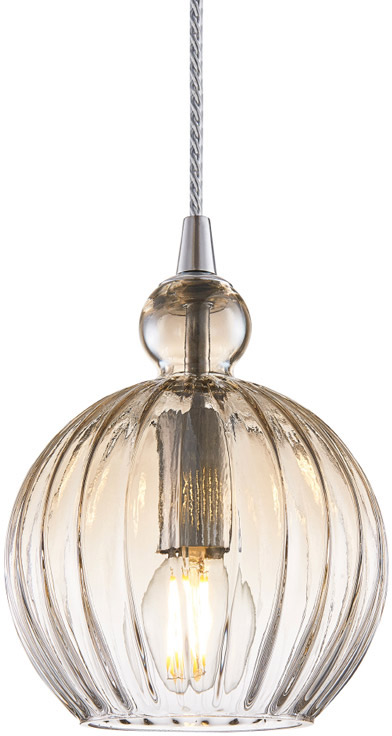 Lampa wisząca szklana transparentna bursztynowa mała Ø15x23 cm – obraz-1