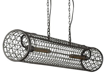 Lampa wisząca metalowa Ø20x121 cm szara – grafika-1.
