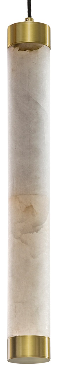 Lampa wisząca z alabastru Venti Ø7x54 cm naturalno-złota – obraz-1