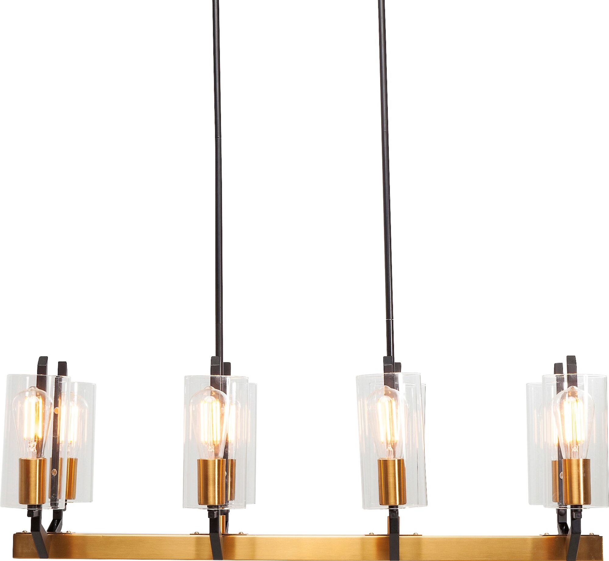 Lampa wisząca 4-punktowa 93x120 cm czarno-mosiądzowa – obraz-1