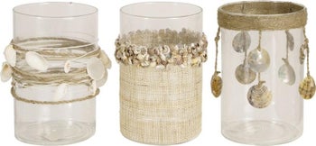 Lampiony z Muszelkami 9x14 cm beżowe (3-set) – obraz-1