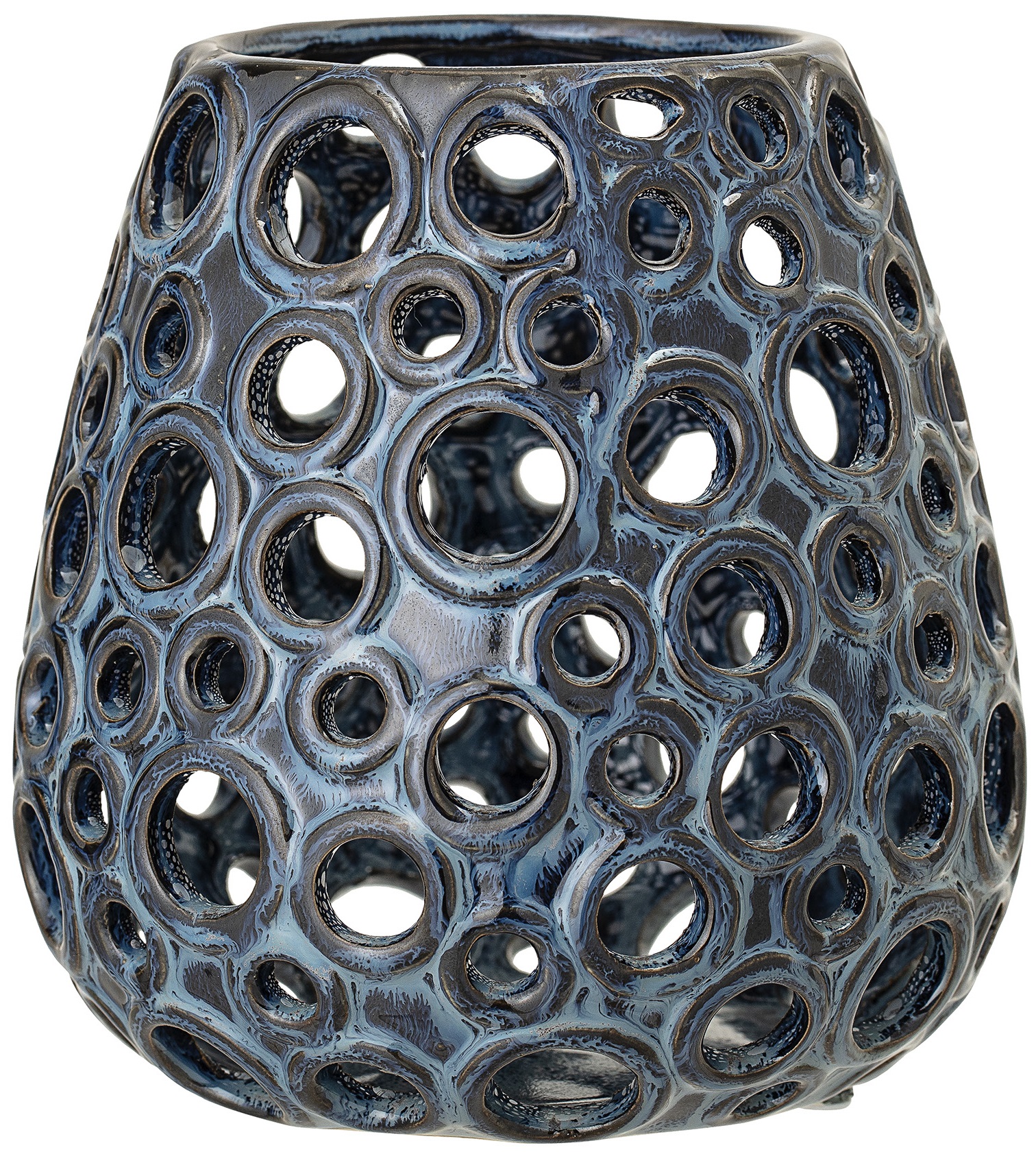 Latarenka ceramiczna niebieska 18 cm – obraz-1