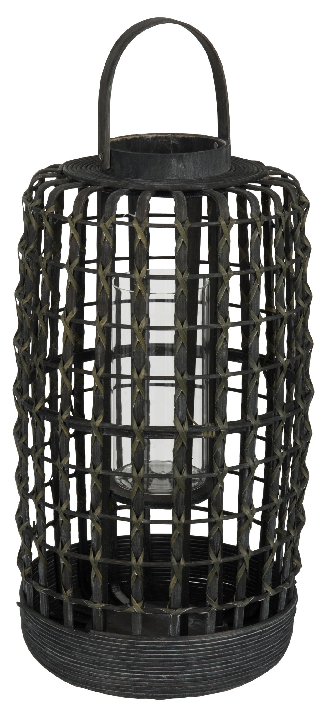 Latarenka rattanowa czarna 25x48 cm – obraz-1