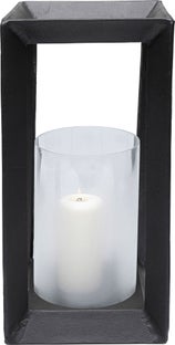 Latarenka loft mała czarna aluminium i szło 22x46 cm – obraz-1