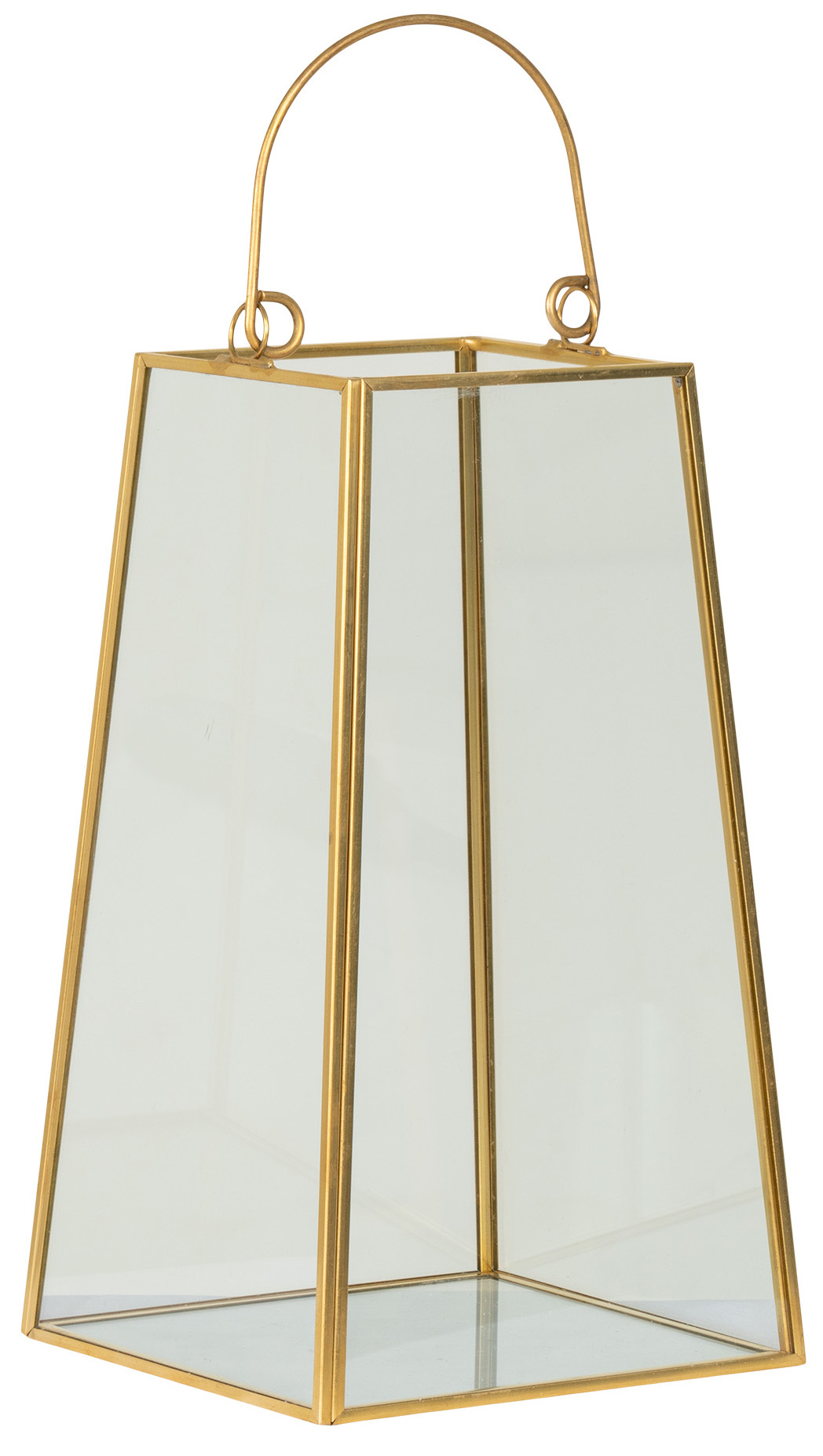 Latarenka złota z uchwytem stal i szkło 15x24 cm – obraz-1