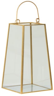 Latarenka złota z uchwytem stal i szkło 15x24 cm – obraz-1