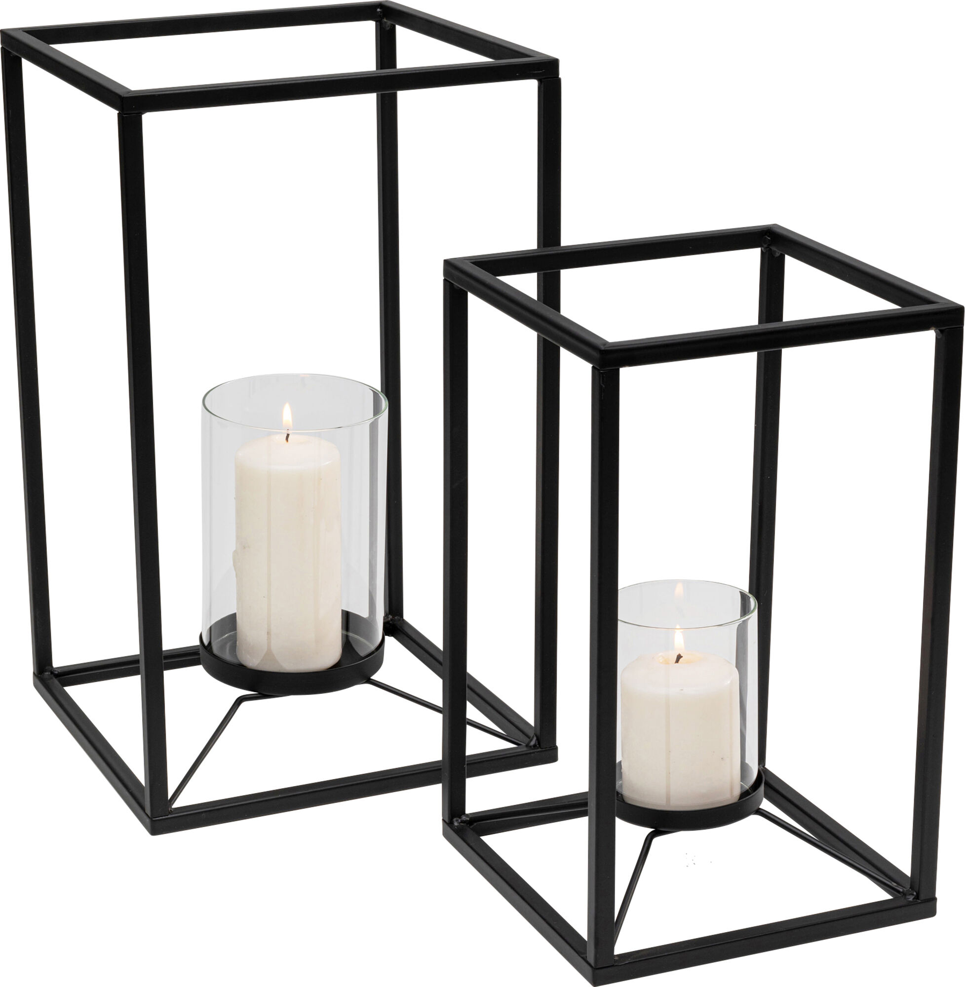 Latarenki czarne loft stalowe 2-set – grafika-1.