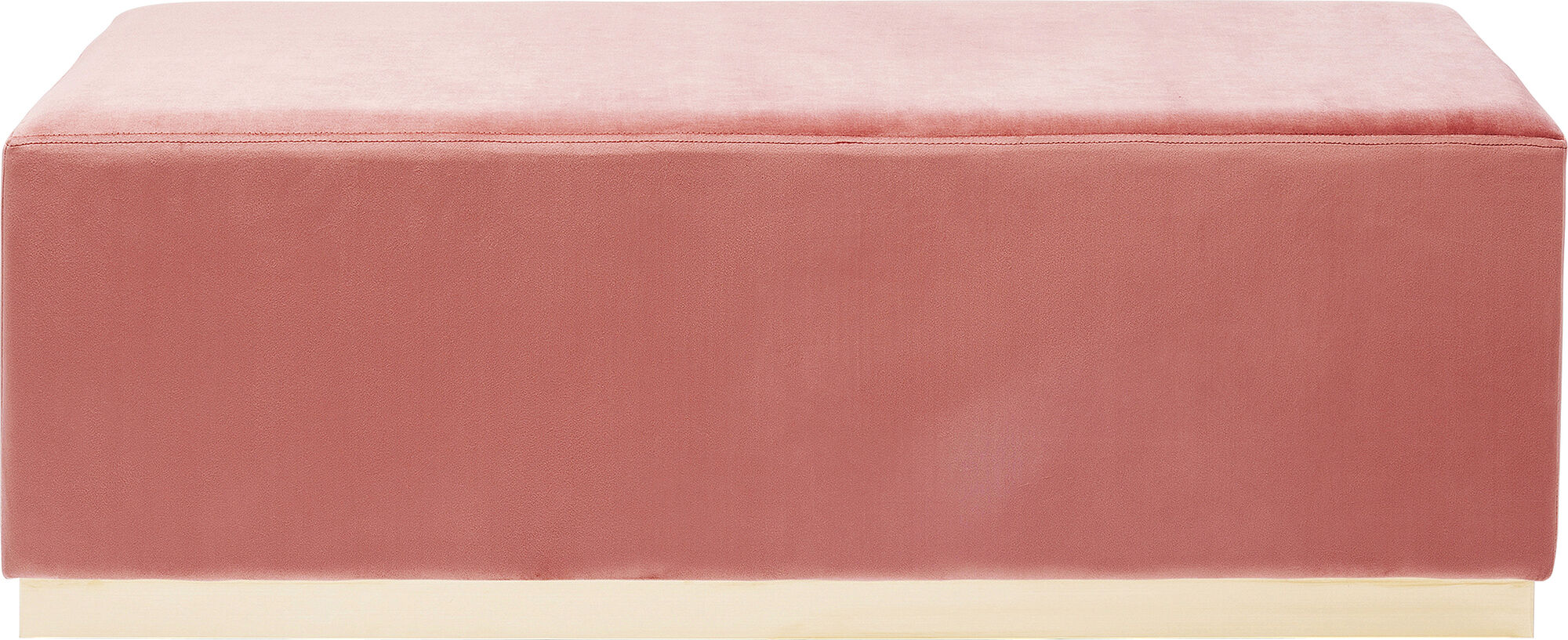 Ławka welurowa różowa nogi złote 120x40 cm – obraz-1