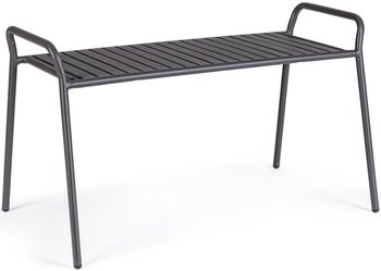 Ławka ogrodowa metalowa czarna 88x35 cm – obraz-1