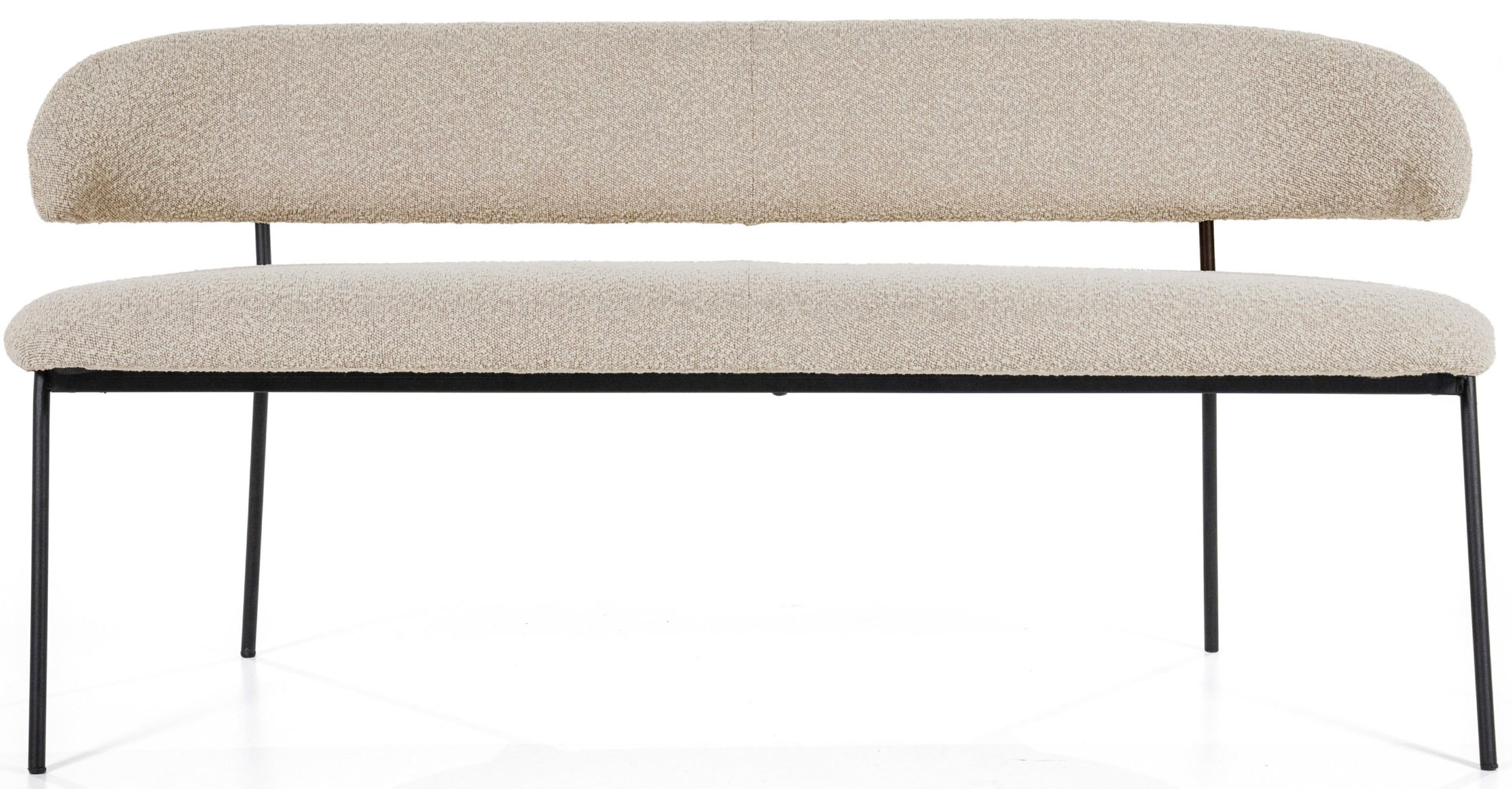 Ławka do jadalni z oparciem taupe nogi czarne 160 cm – obraz-1