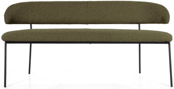 Ławka do jadalni z oparciem zielona nogi czarne 160 cm – obraz-1