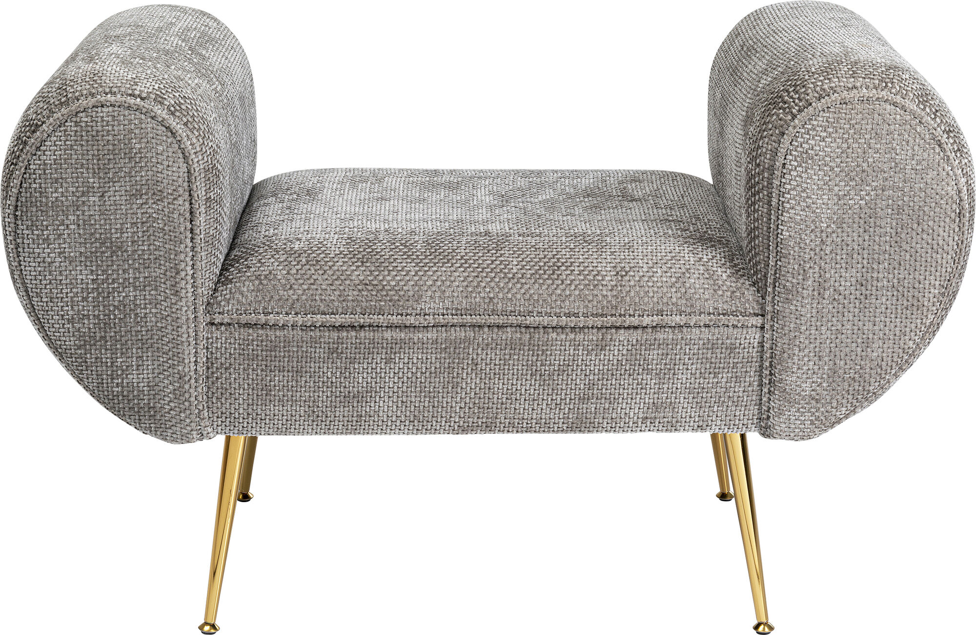 Ławka do przedpokoju szara tapicerowana nogi złote 100 cm – obraz-1