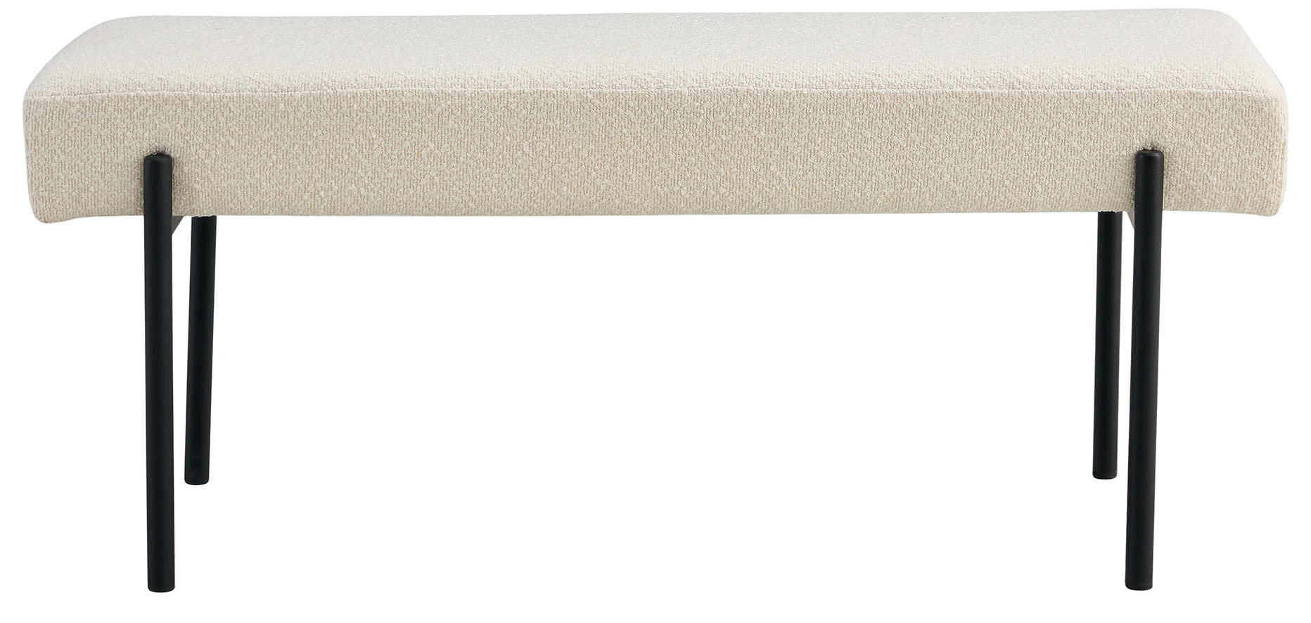 Ławka do przedpokoju tkanina boucle biała nogi czarne 100x43 cm – grafika-1.