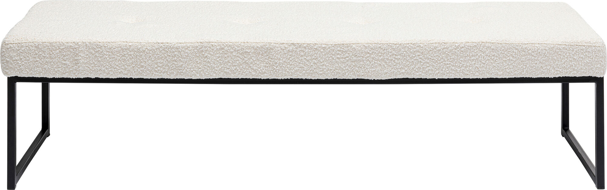 Ławka do przedpokoju tkanina boucle kremowa nogi czarne 150 cm – obraz-1