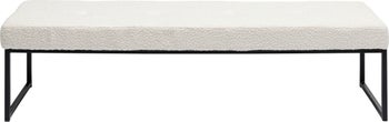 Ławka do przedpokoju tkanina boucle kremowa nogi czarne 150 cm – obraz-1