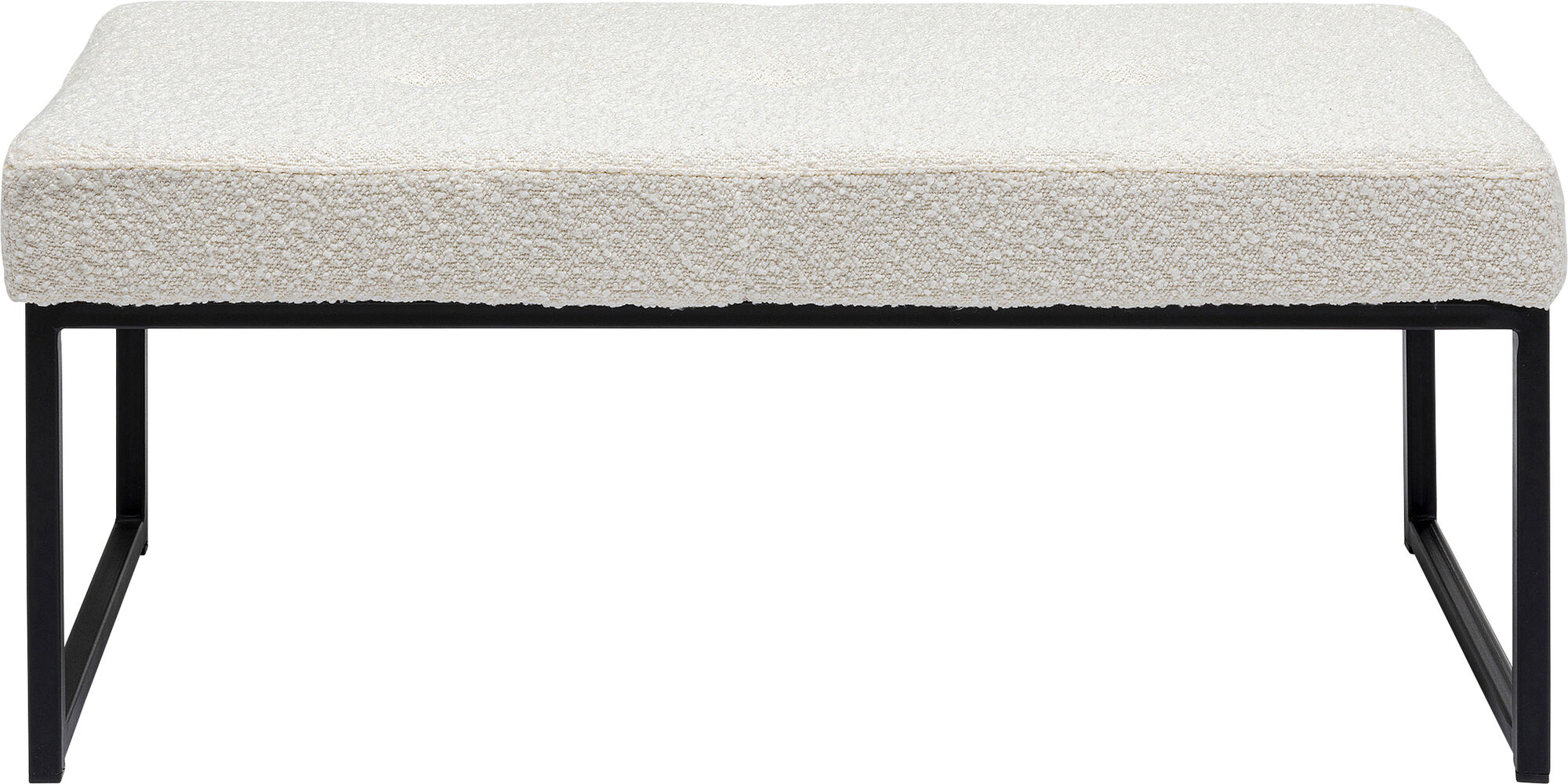 Ławka do przedpokoju tkanina boucle kremowa nogi czarne 90 cm – grafika-1.