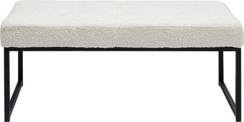 Ławka do przedpokoju tkanina boucle kremowa nogi czarne 90 cm – grafika-1.