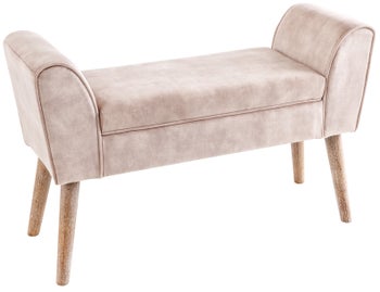 Welurowa ławka do przedpokoju kawowy beż 90 cm – grafika-1.