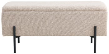 Ławka do przedpokoju ze schowkiem beżowa boucle 95x46 cm – grafika-1.