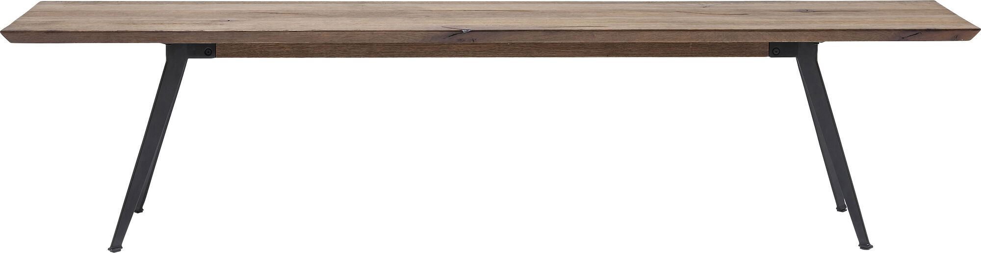 Ławka drewniana nogi metalowe czarne 200x36 cm – obraz-1