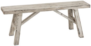 Ławka drewniana biała 120x39 cm – obraz-1