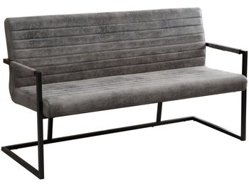 Ławka z podłokietnikami szara tkanina styl nowoczesny 160x88 cm – grafika-1.