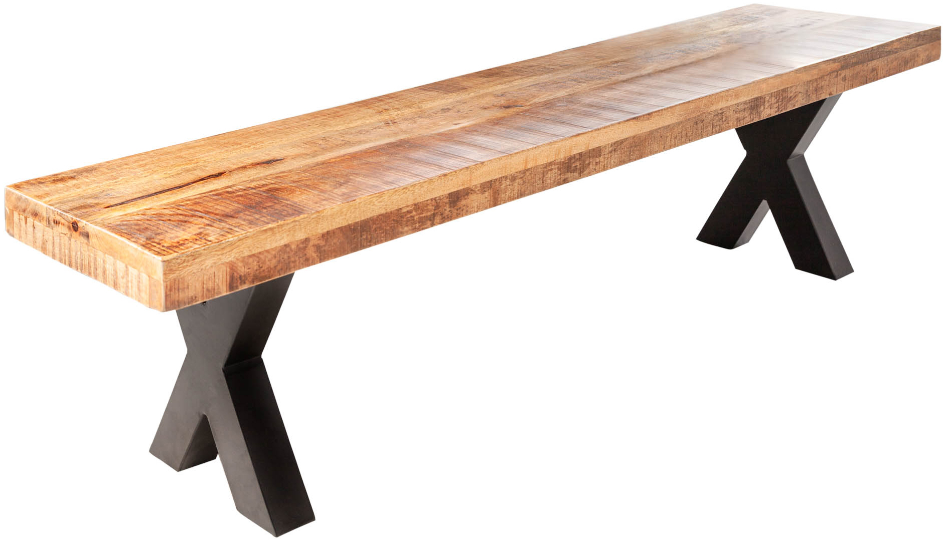 Ławka Iron Craft z drewna mango w stylu nowoczesnym czarne nogi – grafika-1.