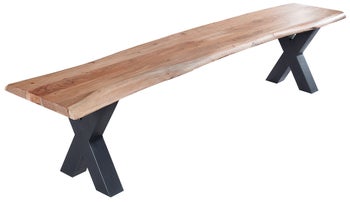 Ławka z drewna akacjowego czarne nogi nowoczesny styl 200 cm – grafika-1.