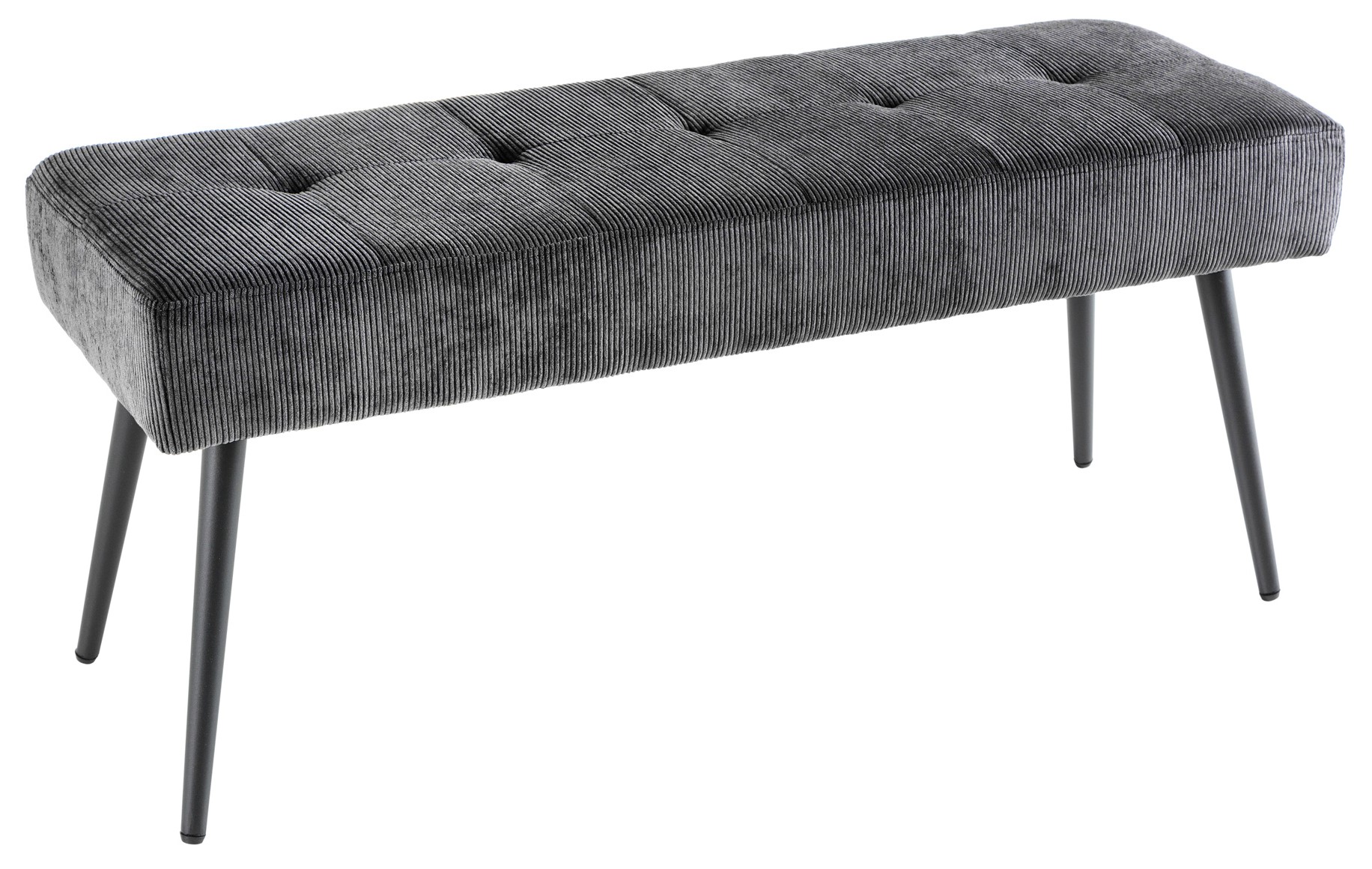 Ławka sztruksowa w ciemnoszarym kolorze z metalowymi nogami – grafika-1.