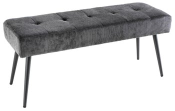Ciemnoszara ławka sztruksowa z metalowymi nogami w nowoczesnym stylu – grafika-1.