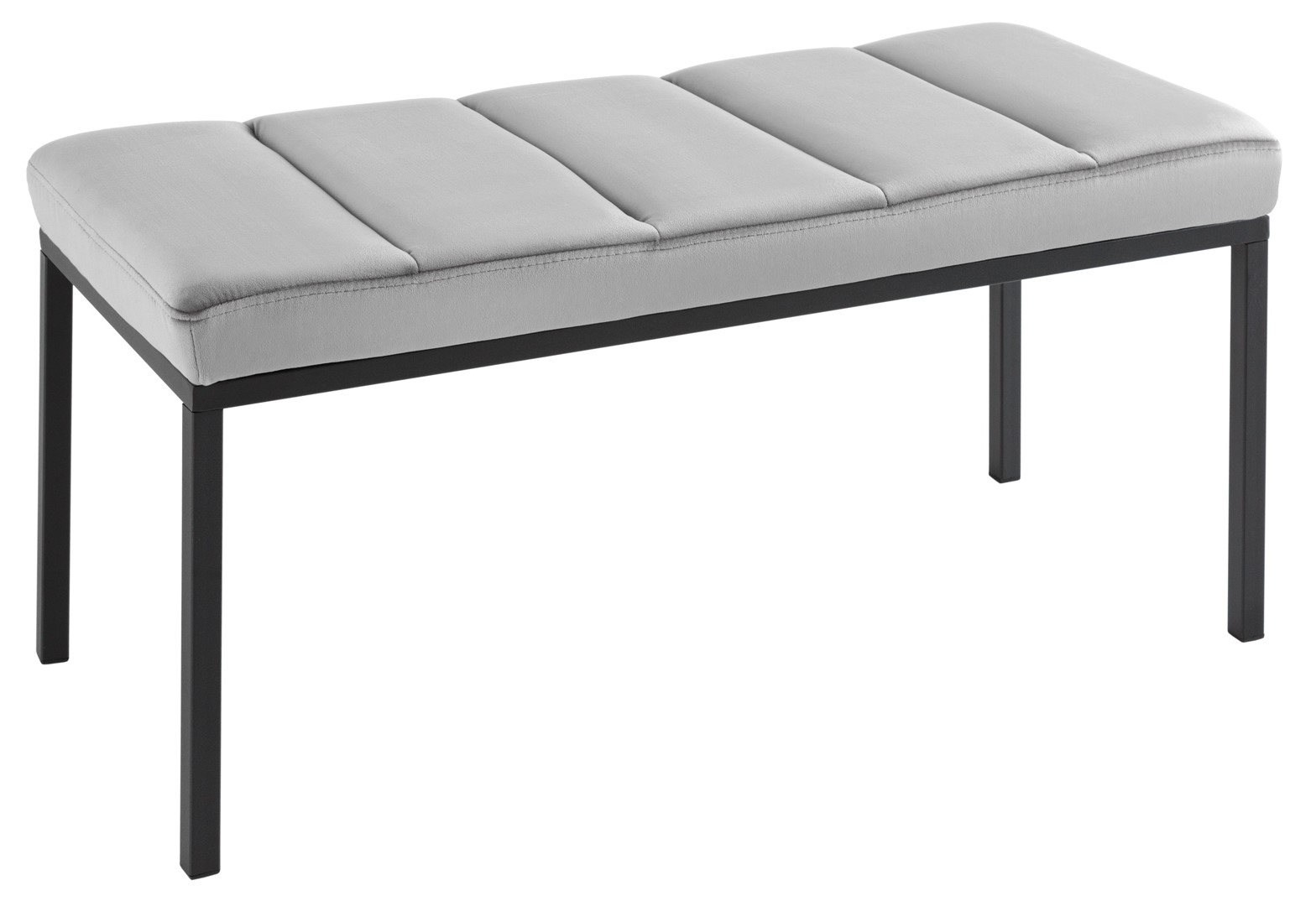 Szara ławka tkanina welurowa z czarnymi metalowymi nogami do nowoczesnego wnętrza – grafika-1.