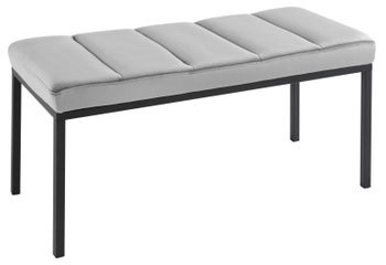 Szara ławka ze sztruksu z czarnymi metalowymi nogami 80cm – grafika-1.