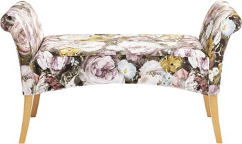 Ławka drewniana kolorowa tkanina nogi drewno bukowe 109x41 cm – obraz-1