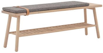 Ławka Pedro 120x41 cm naturalna siedzisko szare – obraz-1